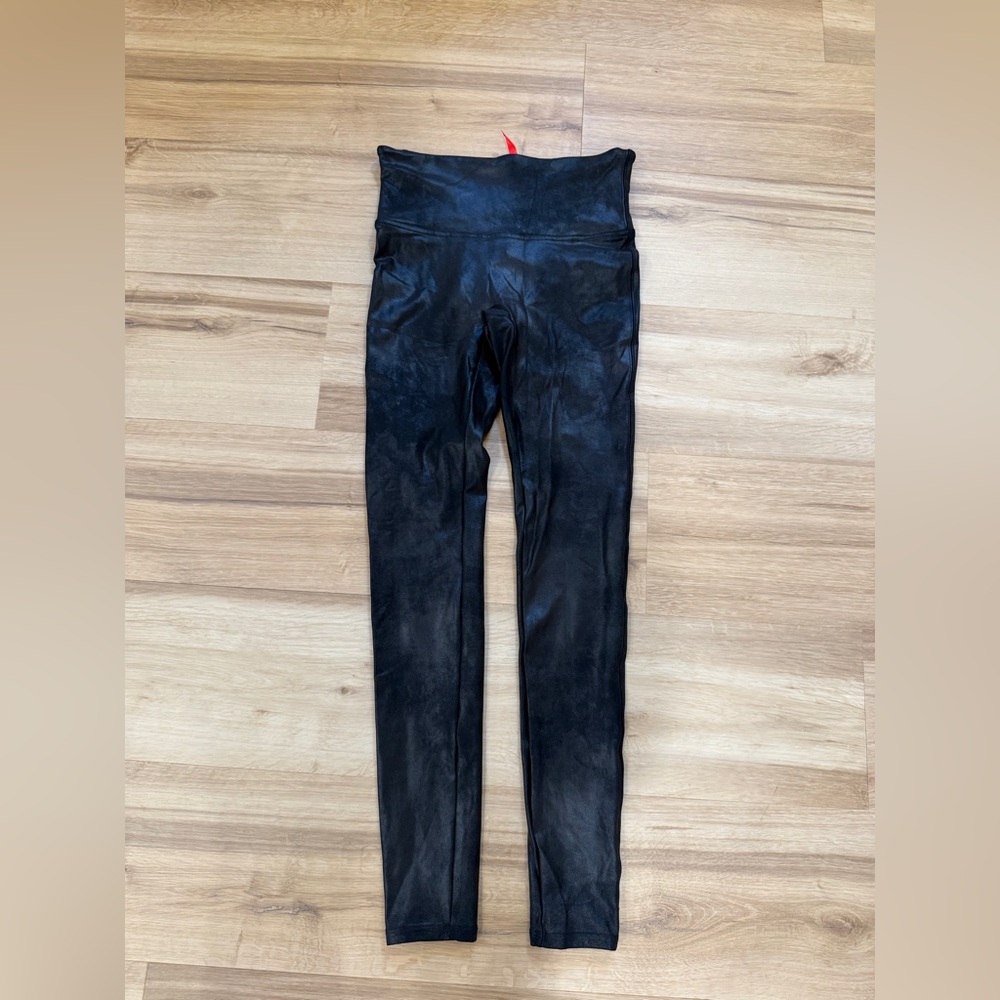 Spanx Women's Black High-Waisted Faux Leather Leggings M